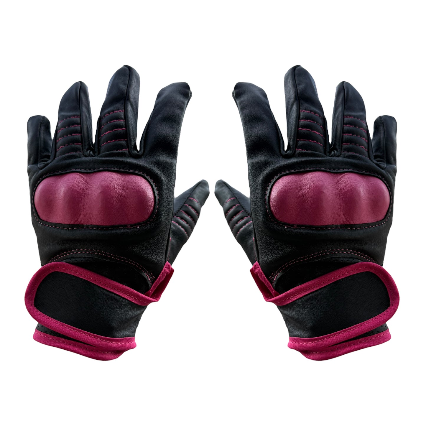 Guantes de piel negro/rosa S1