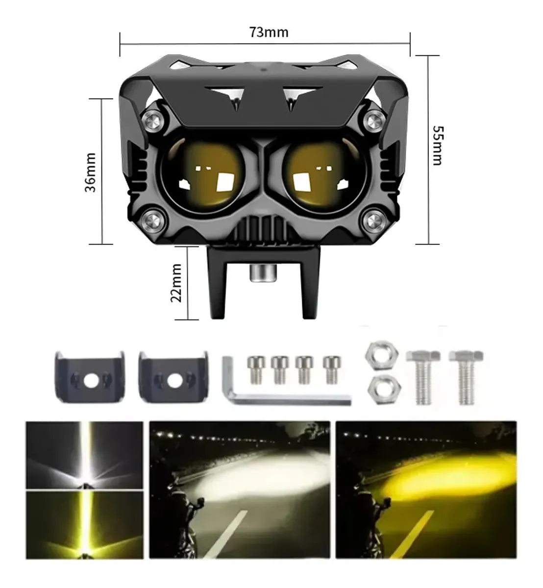 Faros LED de Lupa Doble Color 60W para Moto