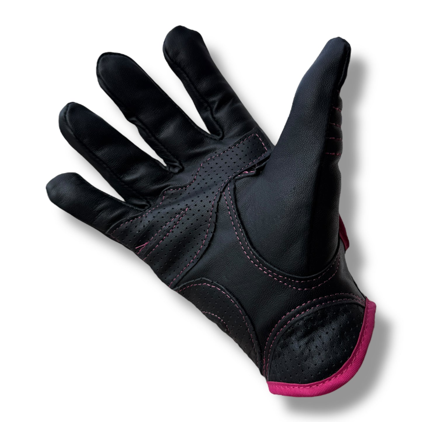 Guantes de piel negro/rosa S1
