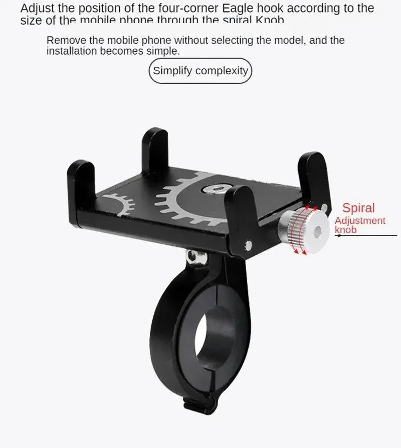 Soporte de Celular Metálico para Moto y Bicicleta | Ajustable 22–32 mm