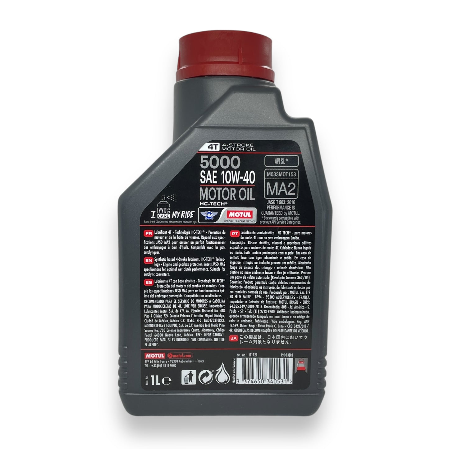 Aceite semi sintetico motul 5000 10w40 (1L)