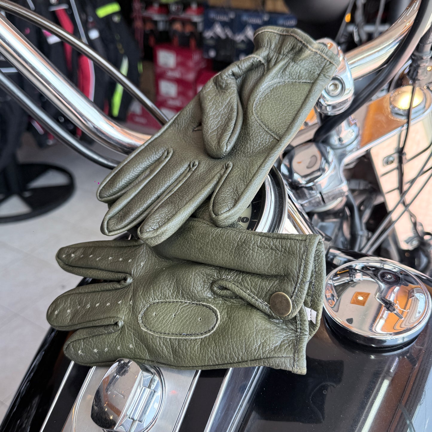 Guantes de piel vintage verde