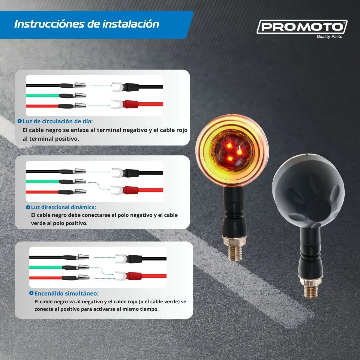 Direccionales LED Secuenciales | Ámbar / Rojo RGB con Estrobo | Par