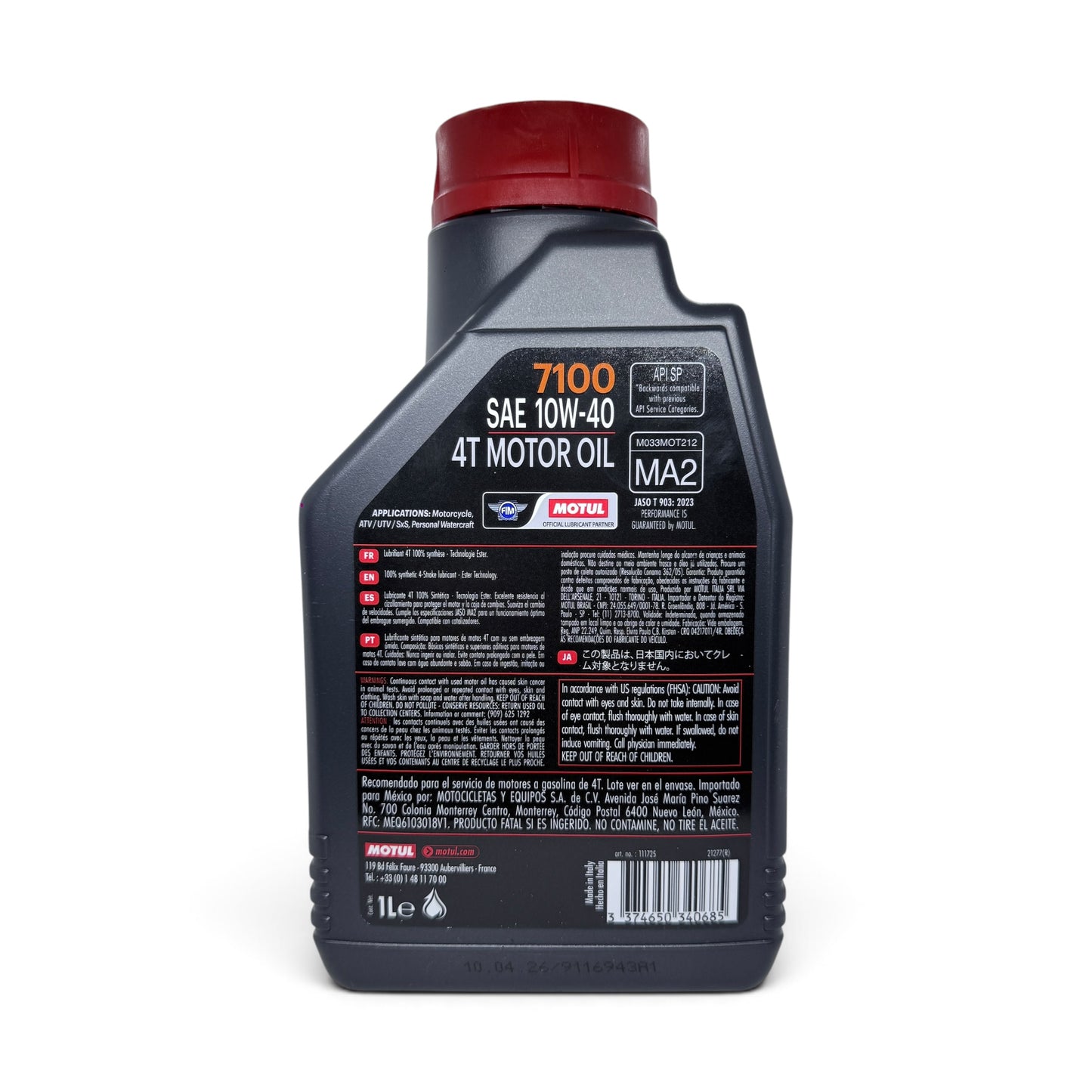 Aceite sintético motul 7100 10w40 (1L.)