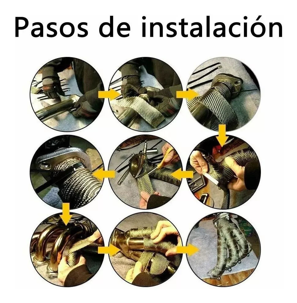 Rollo de cinta térmica negra para escapes ancha 5cm