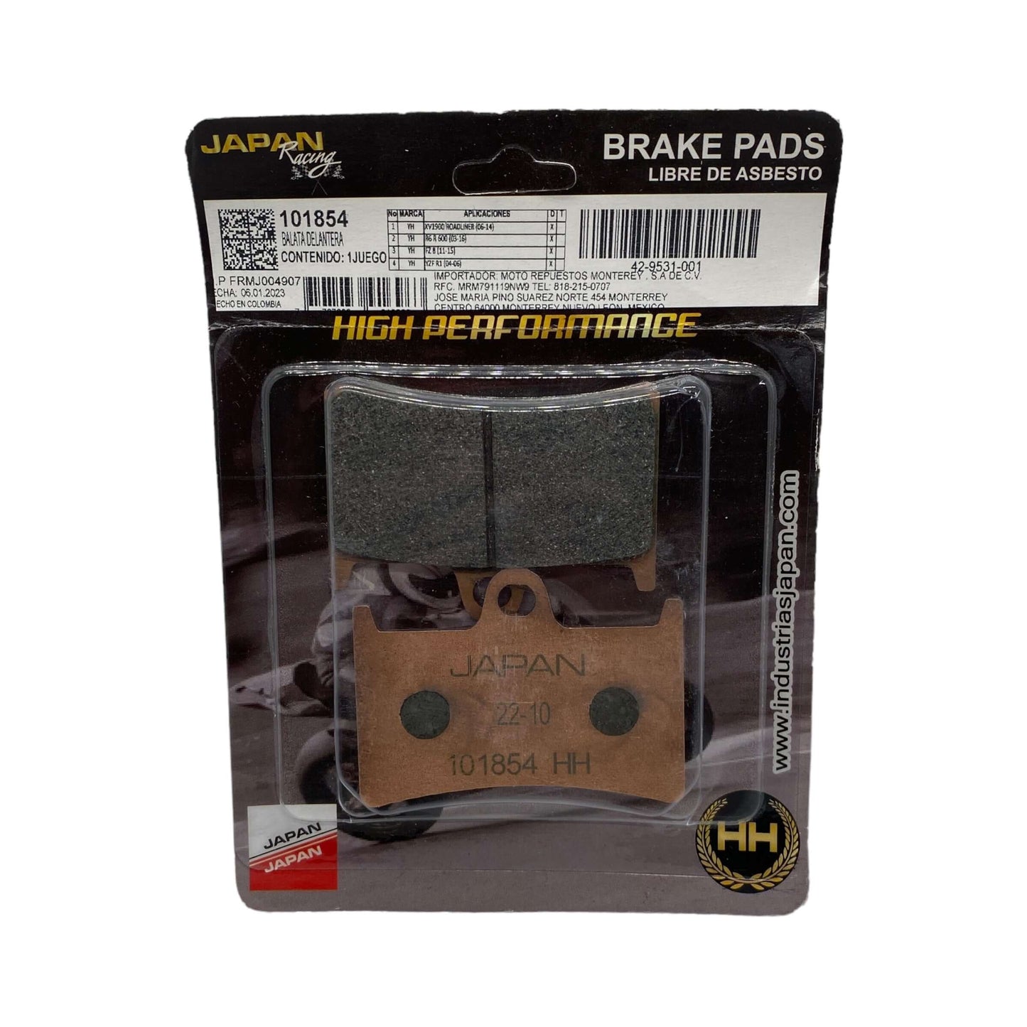 Balatas delanteras para Yamaha XV 1900 / R6 / FZ 8 / YFZ R1 y más…