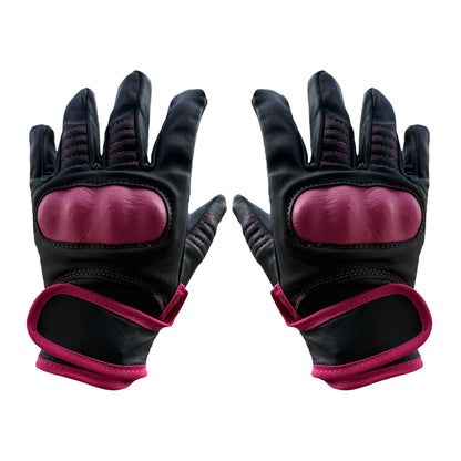 Guantes de piel negro/rosa S1