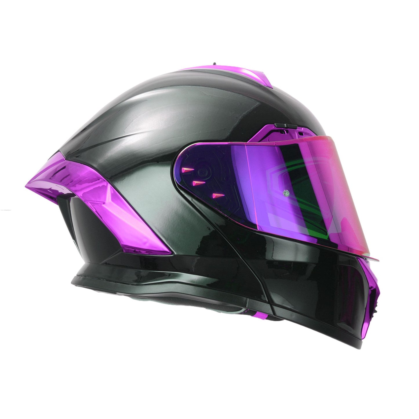 Casco abatible R7 Nova morado negro brillante