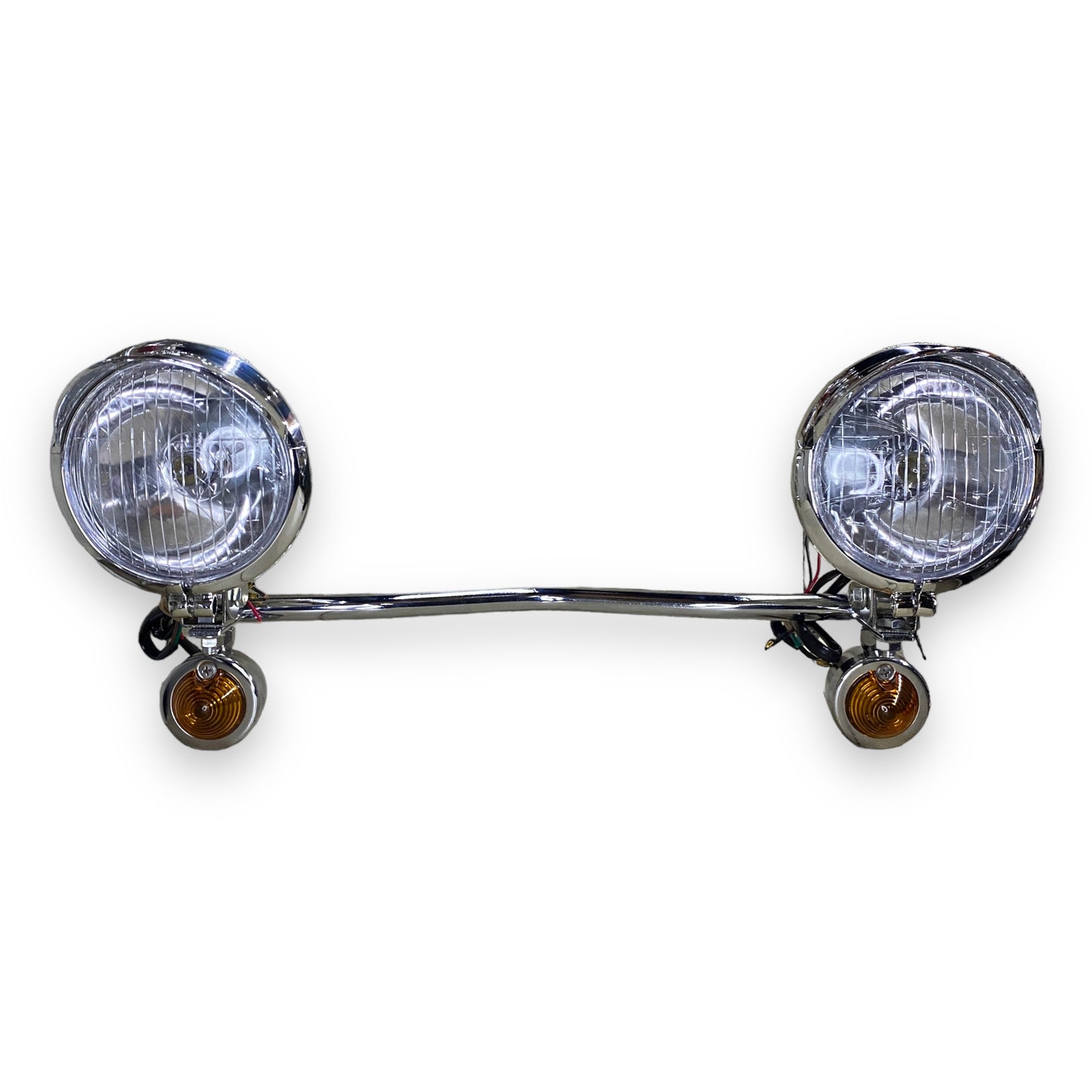 Soporte con faros auxiliares y direccionales tipo chopper