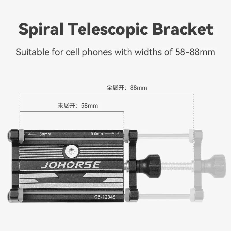 Soporte de Celular de Aluminio para Moto y Bicicleta | Ajustable 58–88 mm