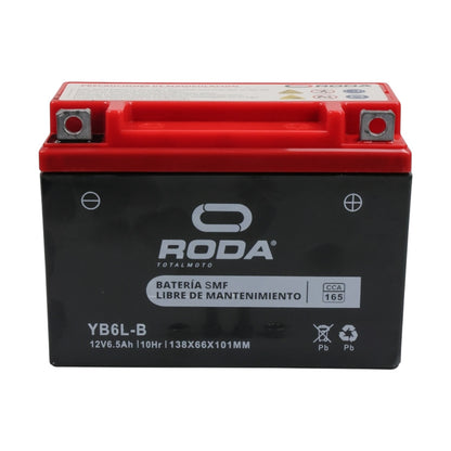 Acumulador Sellado Roda SMF (YB6L-B) 12V 6.5A AGM