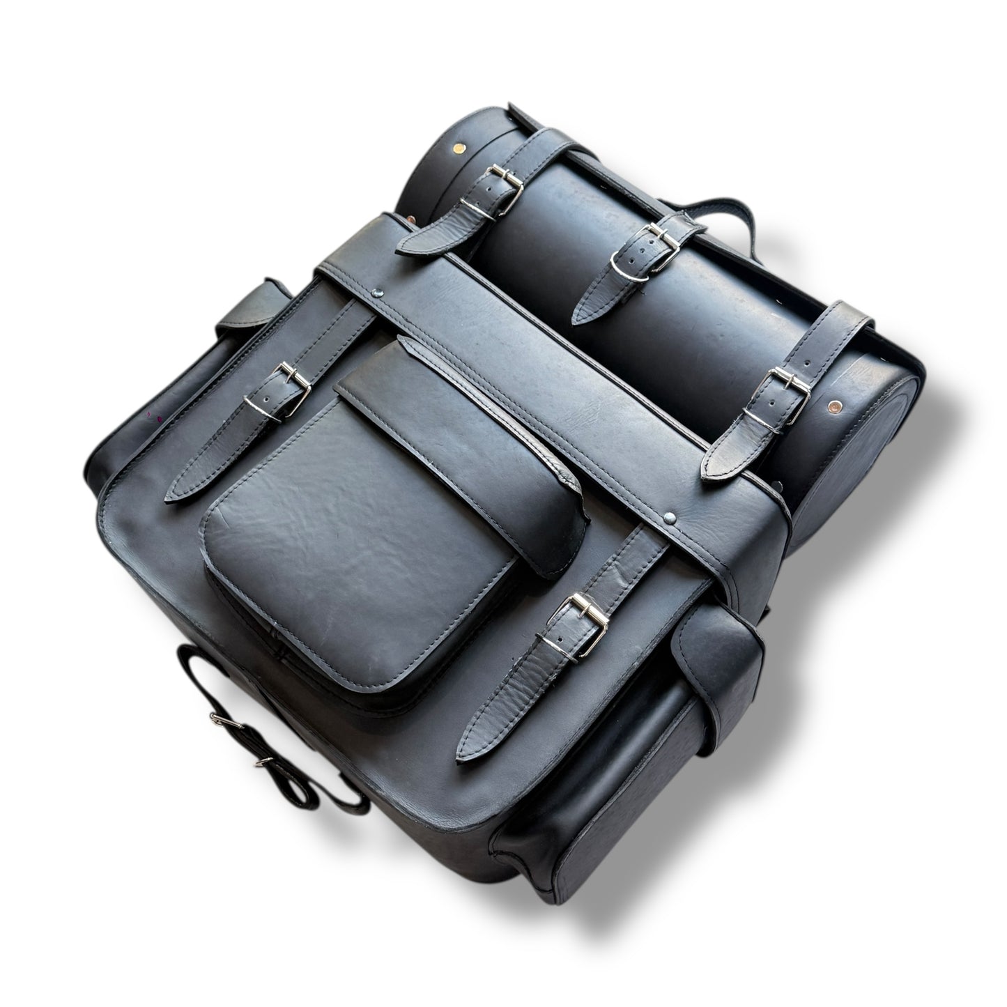 Alforja trasera para parrilla y respaldo de motocicleta (Piel)