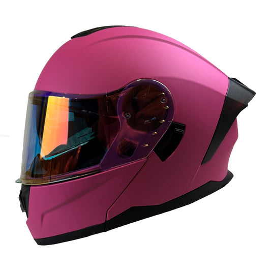 Casco abatible R7 Alfa Night Vision rosa mate