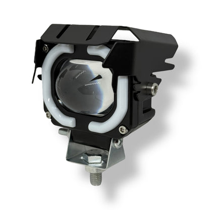 Faro auxiliar LED cuadrado con lupa | Estrobo + DRL
