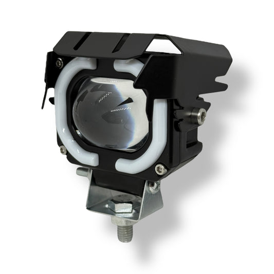 Faro auxiliar LED cuadrado con lupa | Estrobo + DRL