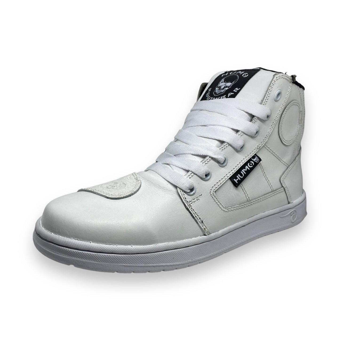 Tenis blancos tipo botin para motociclista con protecciones HUMO