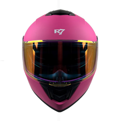 Casco abatible R7 Alfa Night Vision rosa mate