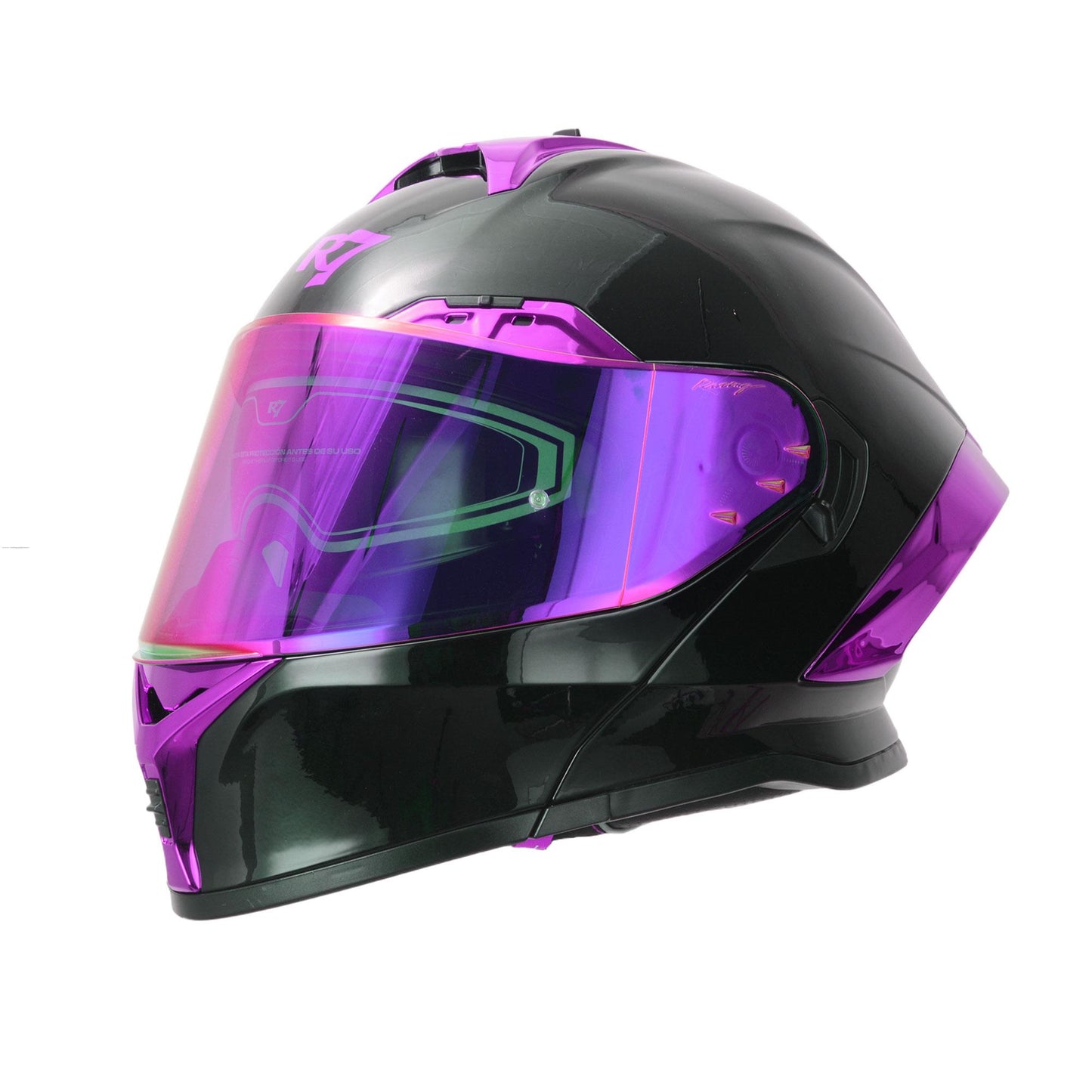 Casco abatible R7 Nova morado negro brillante