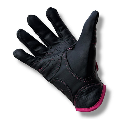 Guantes de piel negro/rosa S1