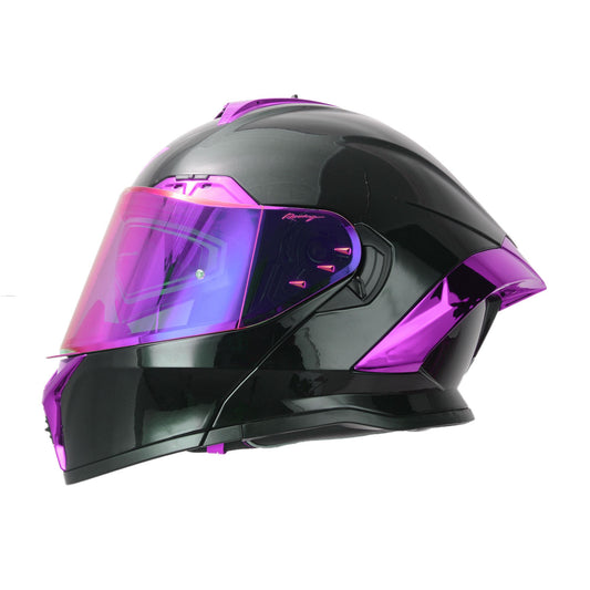 Casco abatible R7 Nova morado negro brillante