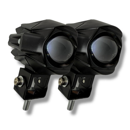 Par de faros auxiliares 3” tipo lupa luz amarilla y blanca 30w