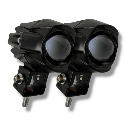Par de faros auxiliares 3” tipo lupa luz amarilla y blanca 30w