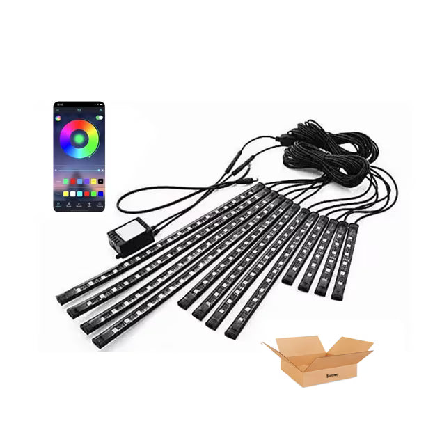Tiras LED Decorativas RGB para Motocicleta | Bluetooth y App | Kit de 12