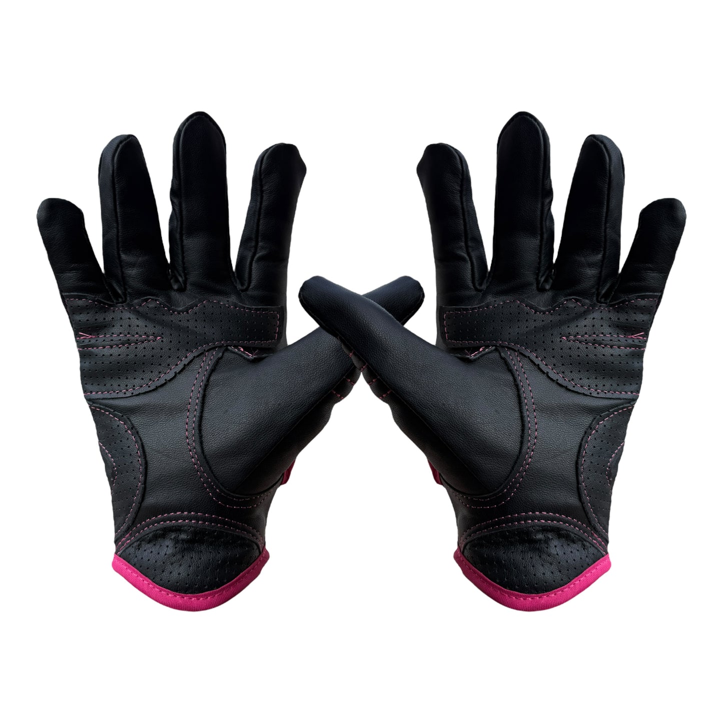 Guantes de piel negro/rosa S1