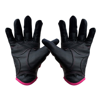 Guantes de piel negro/rosa S1