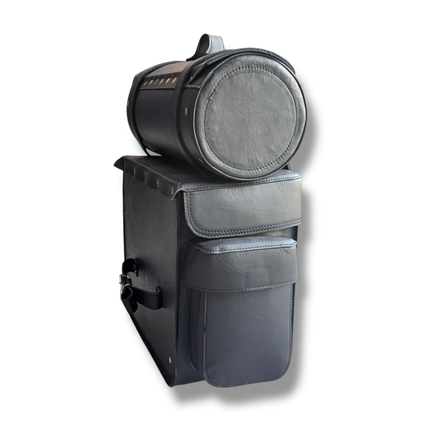 Alforja trasera para parrilla y respaldo de motocicleta (Piel)