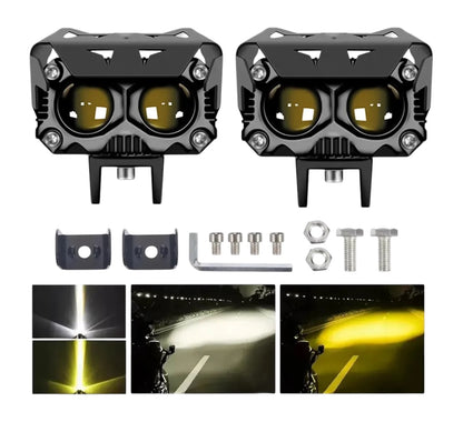 Faros LED de Lupa Doble Color 60W para Moto