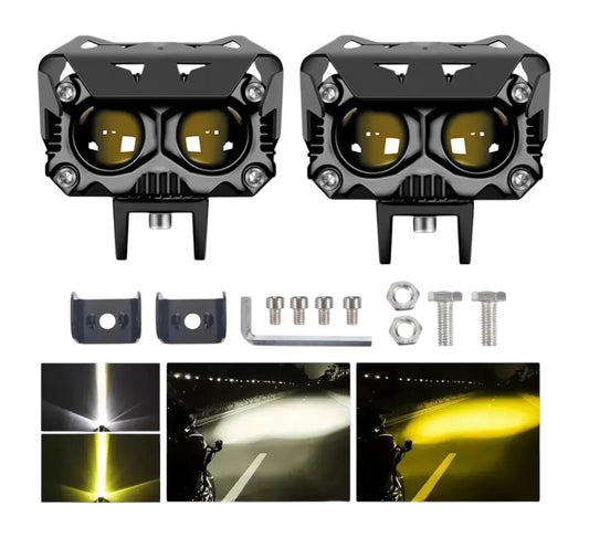 Faros LED de Lupa Doble Color 60W para Moto