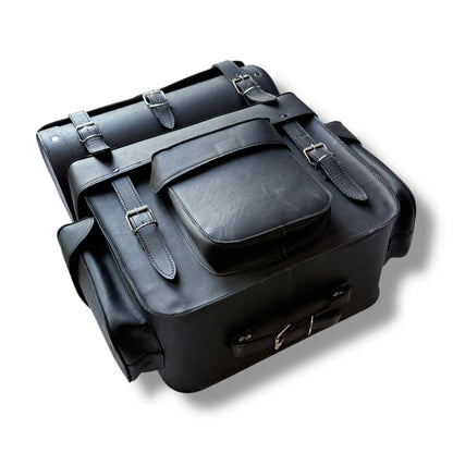 Alforja trasera para parrilla y respaldo de motocicleta (Piel)