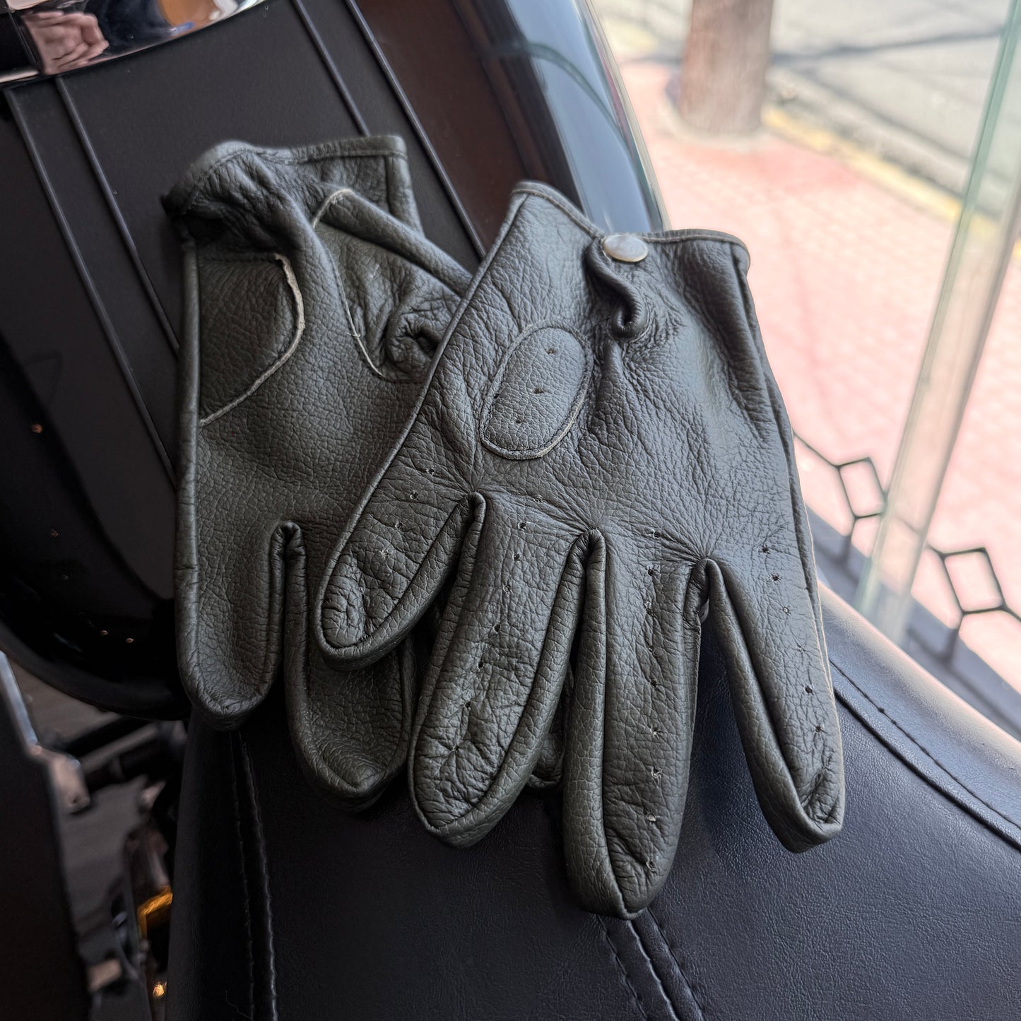 Guantes de piel vintage verde