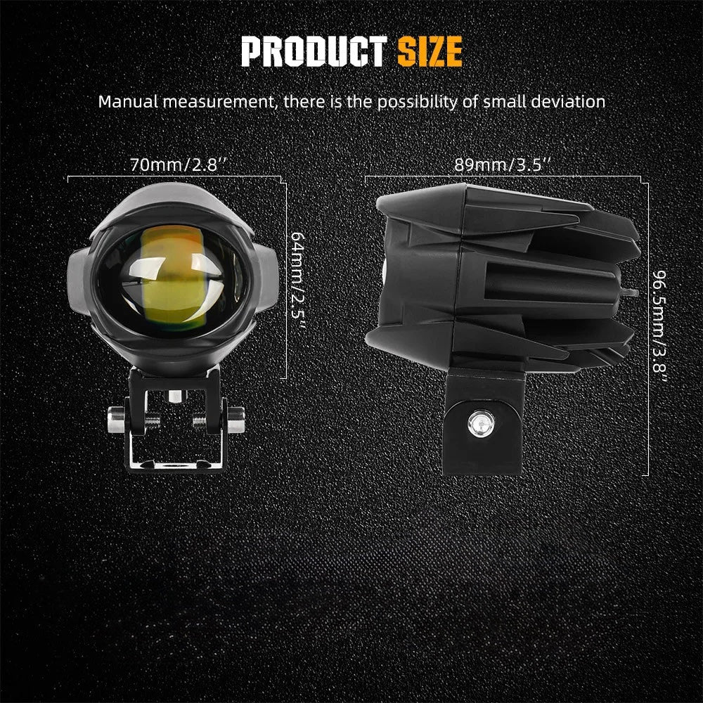 Par de faros auxiliares 3” tipo lupa luz amarilla y blanca 30w