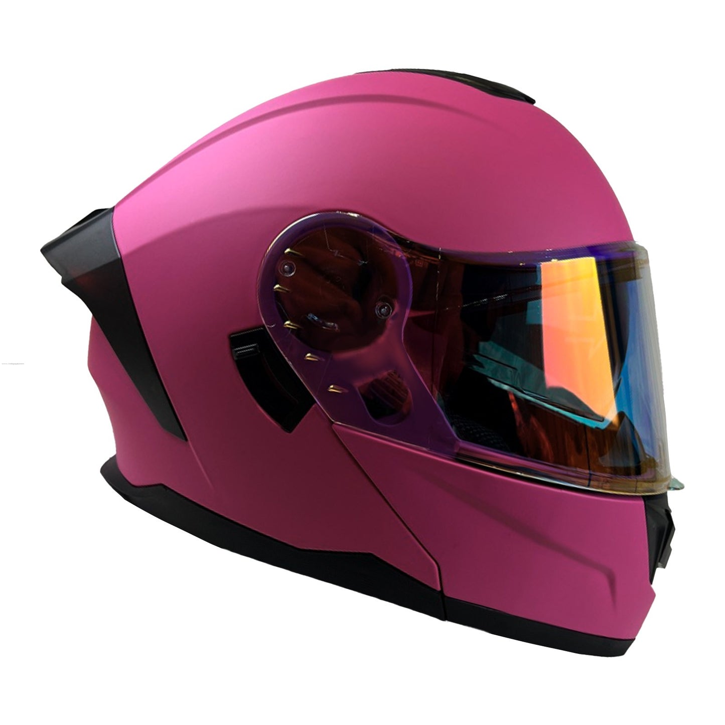 Casco abatible R7 Alfa Night Vision rosa mate