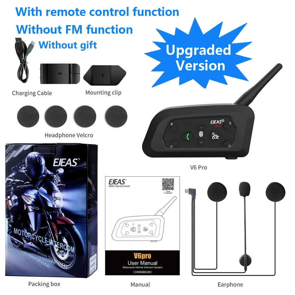 Intercomunicador Ejeas V6 Pro con bluetooth para casco