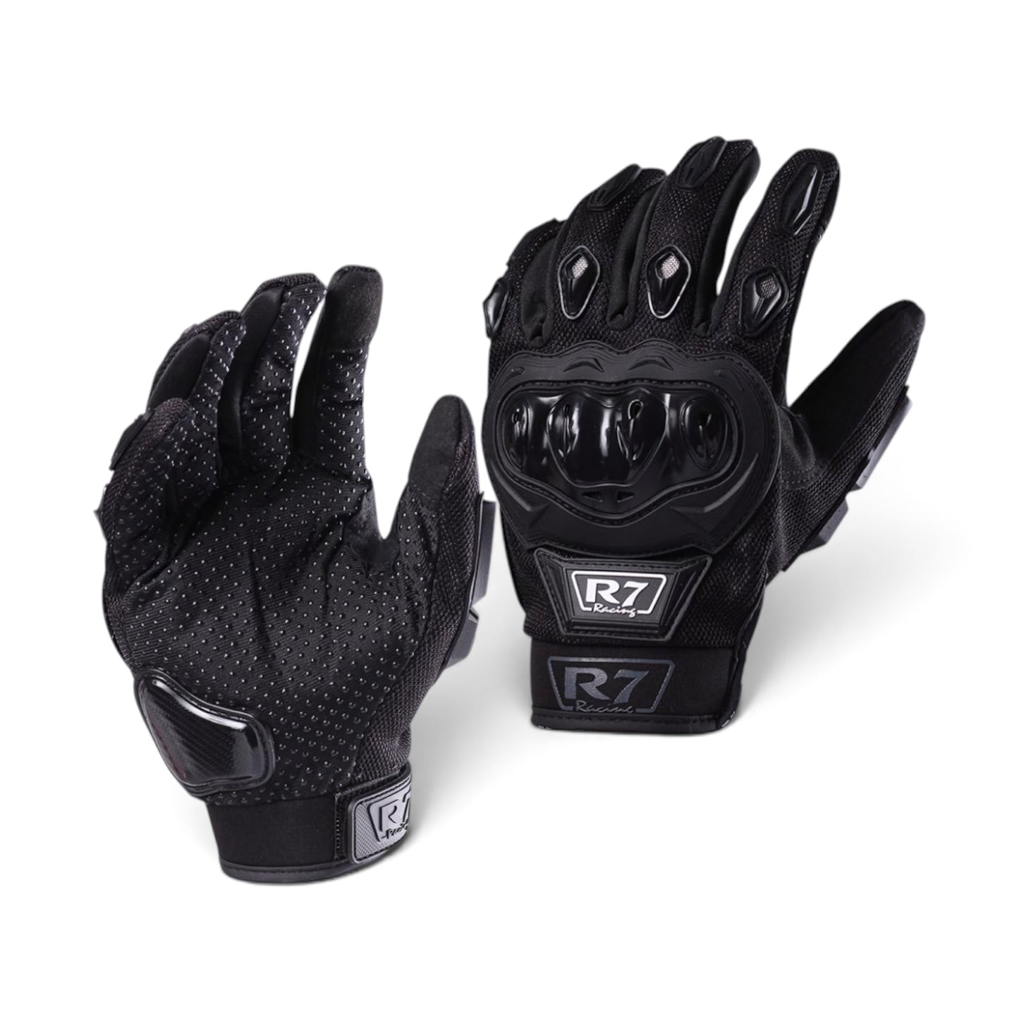 Guantes negros R7 con protección y limpiador de mica