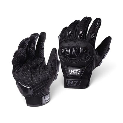 Guantes negros R7 con protección y limpiador de mica