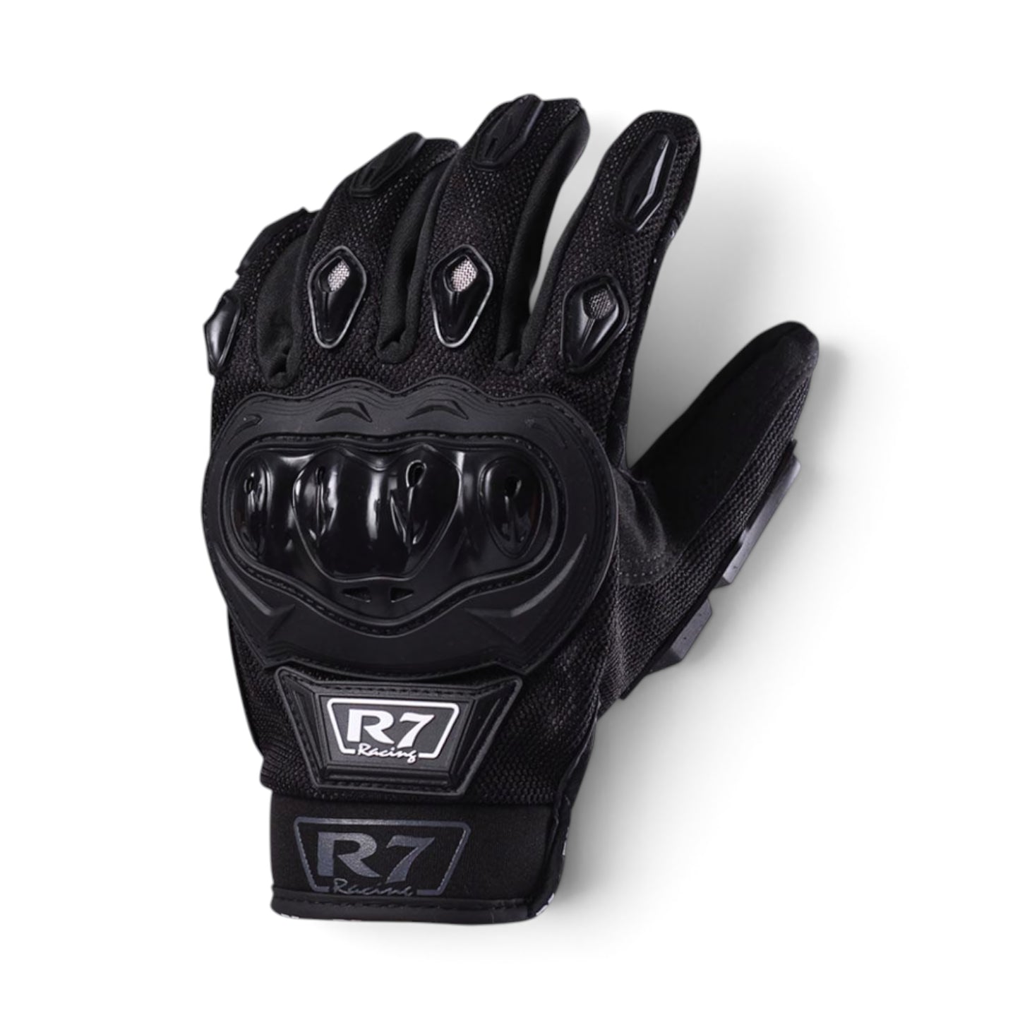 Guantes negros R7 con protección y limpiador de mica