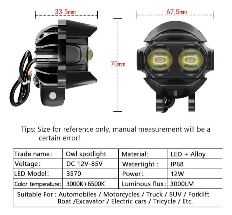 Par de Faros Auxiliares LED de Lupa Doble Color | 40W