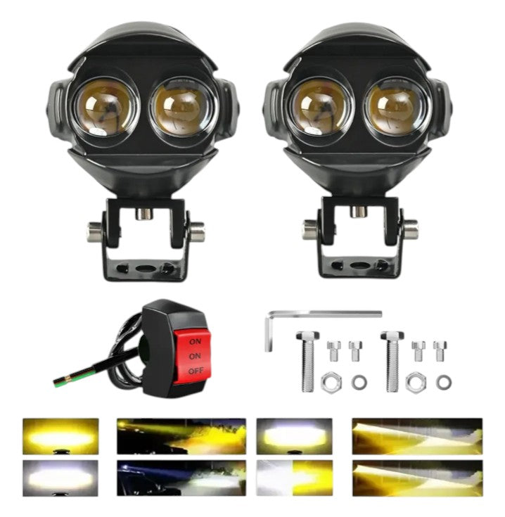Par de Faros Auxiliares LED de Lupa Doble Color | 40W