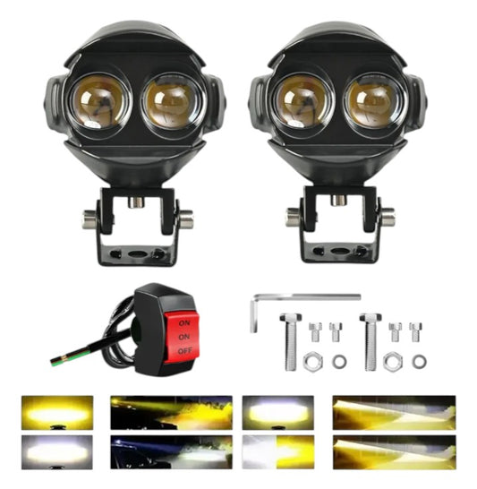 Par de Faros Auxiliares LED de Lupa Doble Color | 40W