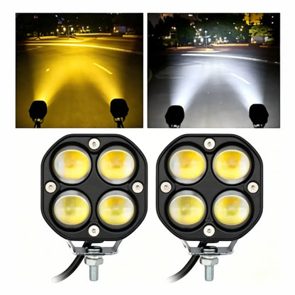 Par de Faros Auxiliares LED de Lupa Doble Color | 80W