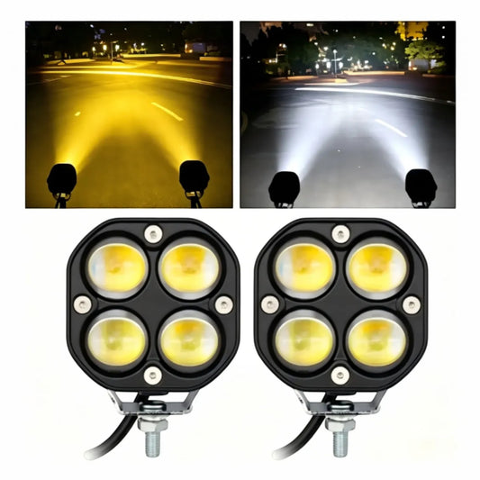 Par de Faros Auxiliares LED de Lupa Doble Color | 80W