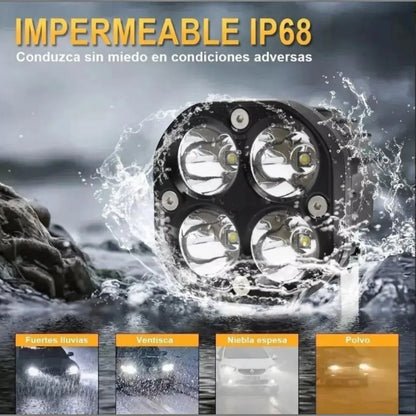 Par de Faros Auxiliares LED de Lupa Doble Color | 80W