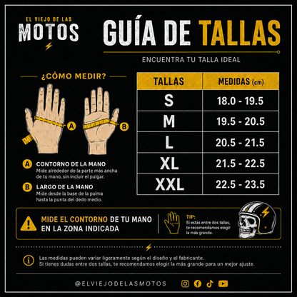 Guantes Cortos Chopper de Cuero Genuino para Motociclista