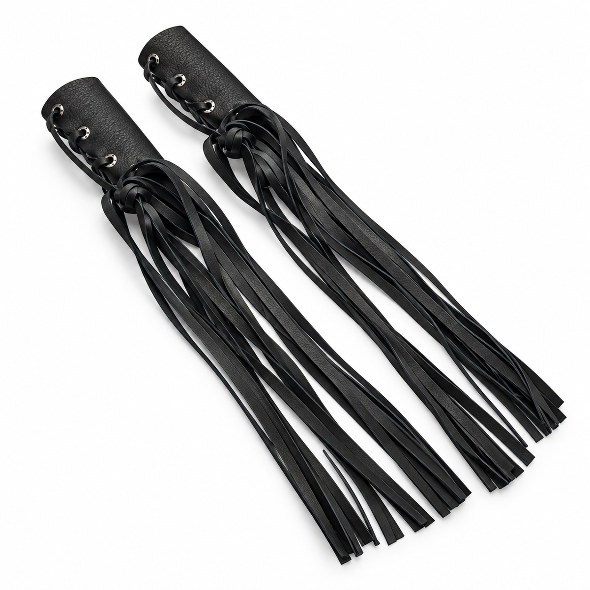 Cubre Puños Chopper de Piel con Barbas 50 cm | Par Negro