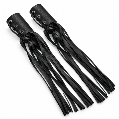 Cubre Puños Chopper de Vinipiel con Barbas 50 cm | Par Negro