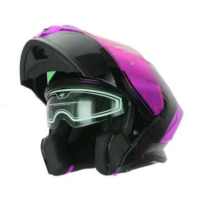 Casco abatible R7 Nova morado negro brillante